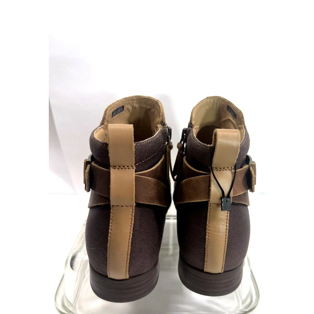 Spenco Brown Ankle Boots Dove Creek Zip Stitch Boho Prairie Womens size‎ 10